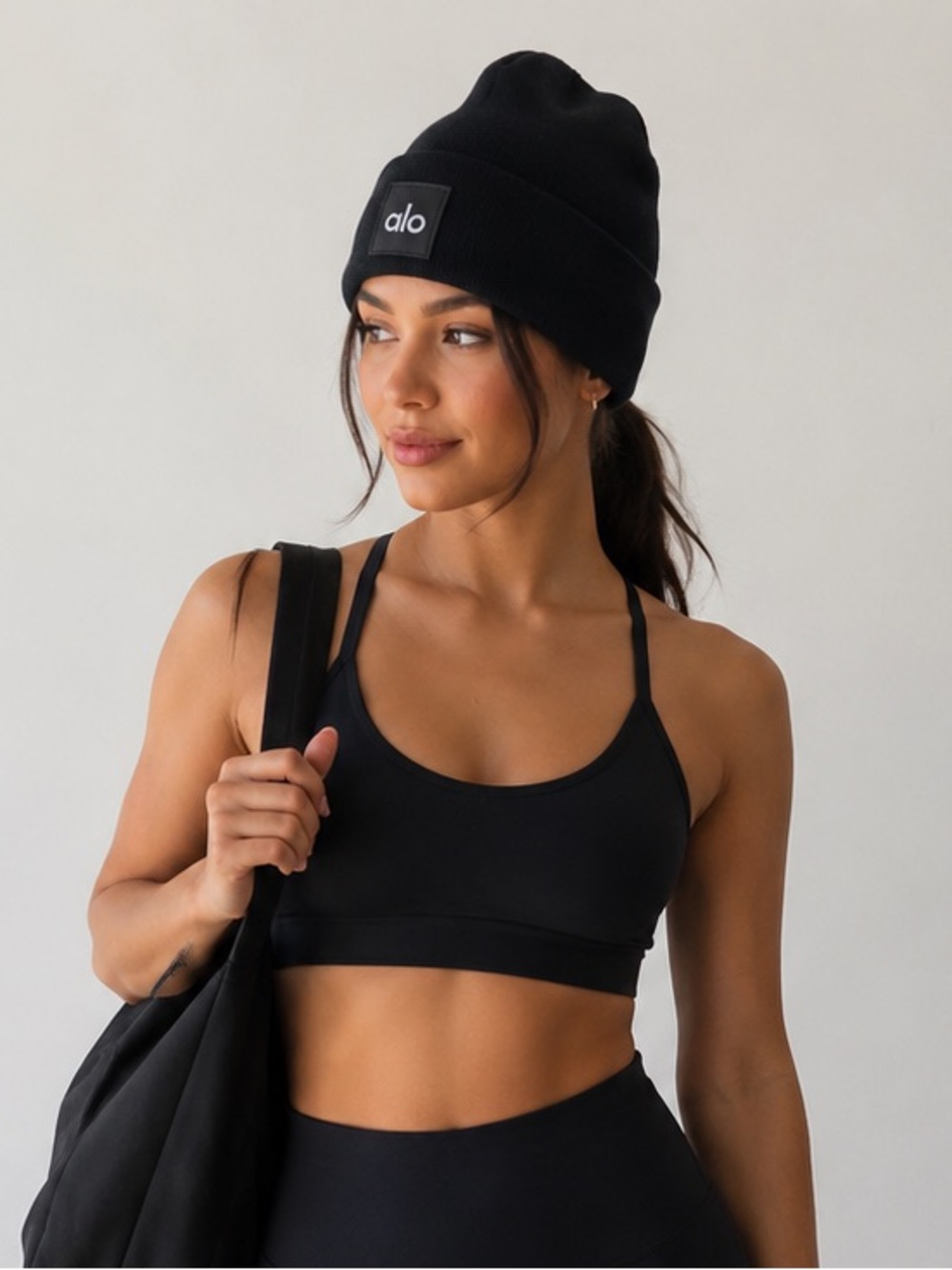 NEW Yoga Black Knit Gym Beanie